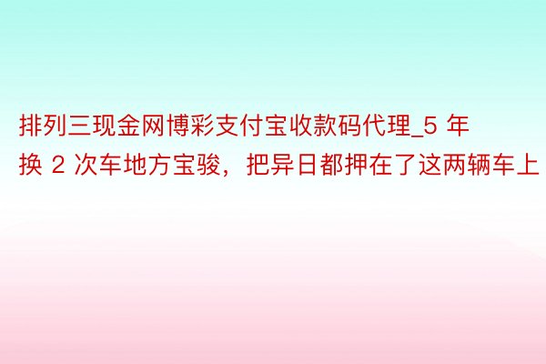 排列三现金网博彩支付宝收款码代理_5 年换 2 次车地方宝骏，把异日都押在了这两辆车上