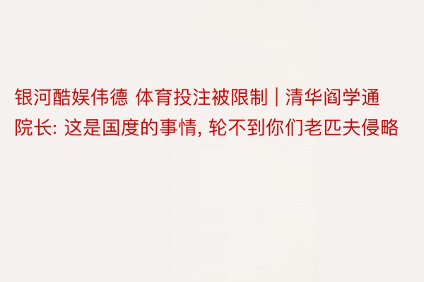 银河酷娱伟德 体育投注被限制 | 清华阎学通院长: 这是国度的事情, 轮不到你们老匹夫侵略