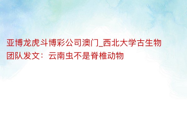 亚博龙虎斗博彩公司澳门_西北大学古生物团队发文：云南虫不是脊椎动物